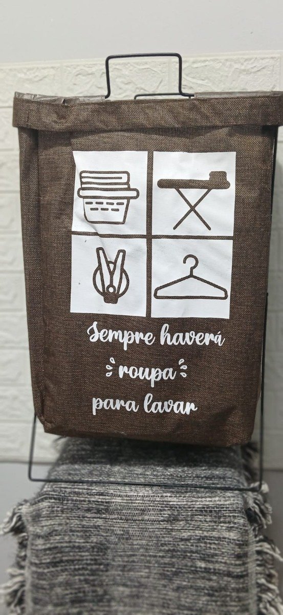 Producto - Cesto de Ropa Estructura Metálica MARRÓN