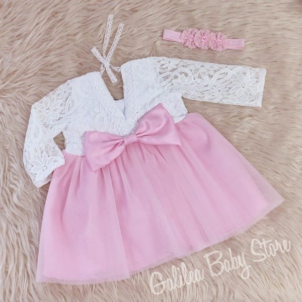 Producto - VESTIDO MARY MANGAS LARGAS BLANCO Y ROSA