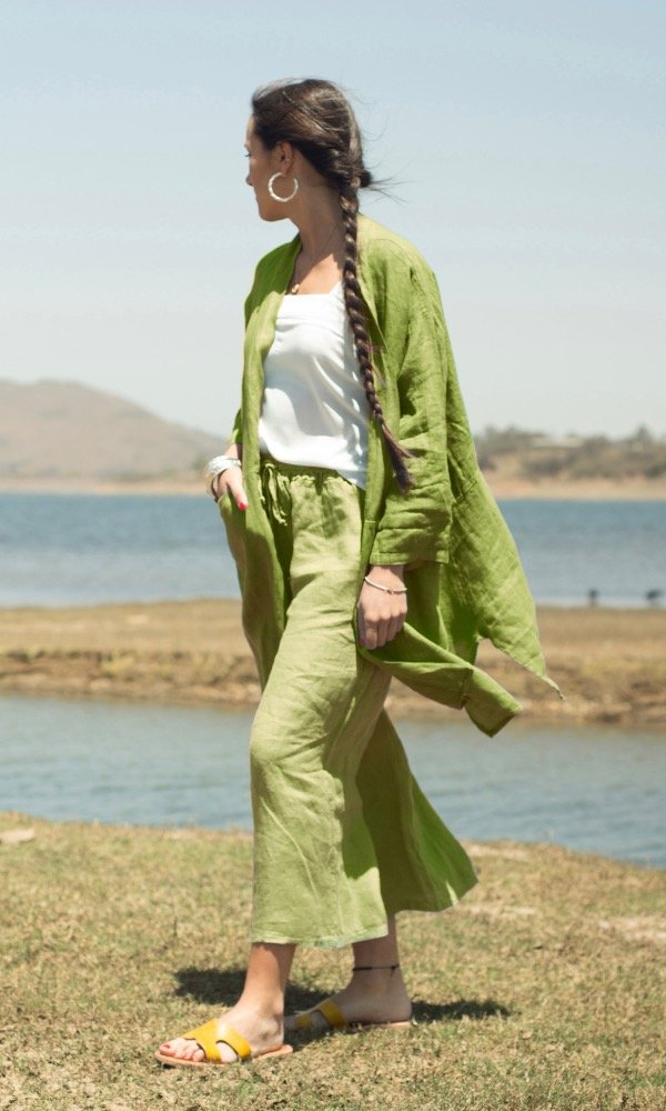 Producto - Conjunto de Dos Piezas 100 Lino Pistacho Ostuni