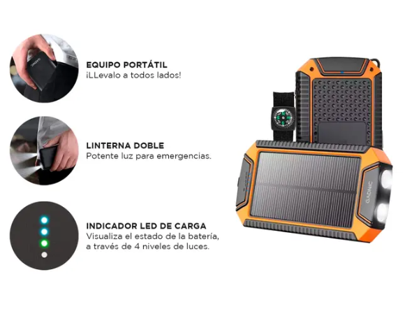 Producto - Cargador de Batería Solar Gadnic Power Bank Inalambrico -Gadnic (BC000060) - 4