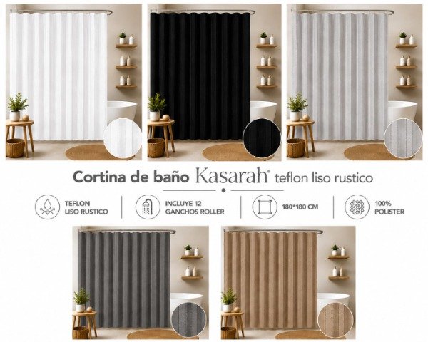 Producto - Cortina Teflon Liso con Gancho Roller Acero Rustica TLG3 - 0
