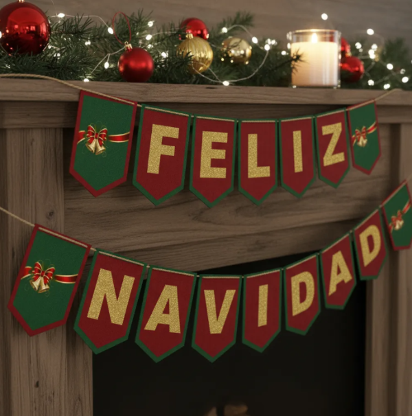 Producto - Banderín Imprimible Feliz Navidad Editable + PDF