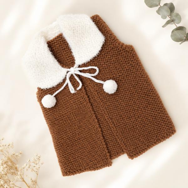Producto - Chaleco color camel con cuello de corderito