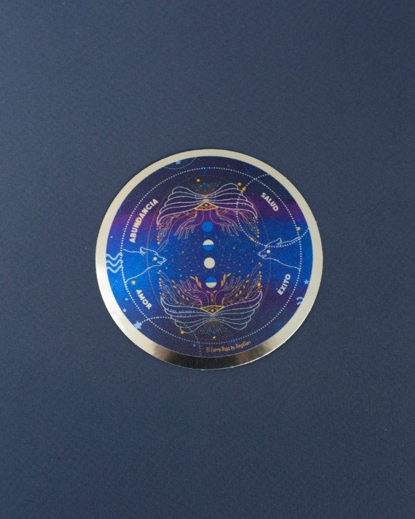 Producto - Sticker vinilo plateado "Lobo y luna"