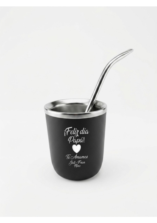 Producto - PROMO 1 DIA DEL PADRE - MATE ACERO CON BOMBILLA  GRABADO CON FRASES A ELECCION - 2