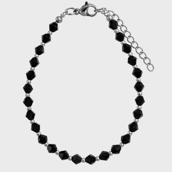 Producto - Pulsera de cristal checo y acero quirúrgico - 4mm - Vicono - Negro