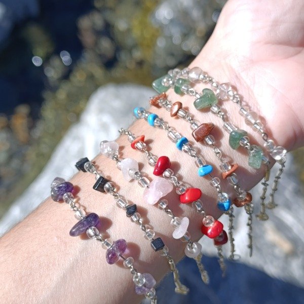 Producto - Pulsera alpaca y piedritas naturales - 0