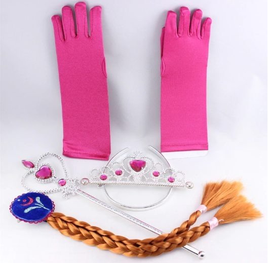 Producto - Disfraz Frozen Ana (Trenza, Varita, Corona y Guantes)