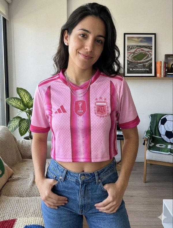Producto - CAMISETA TOP ARGENTINA ROSA / LISA CON BRILLOS