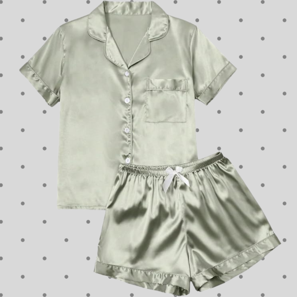 Producto - Conjunto de pijama de 2 piezas Sage Green Saten - 0