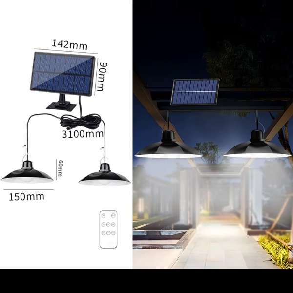 Producto - 3008B Lampara X2 Solar Luz Fria Colgante Control Remoto Exterior - 5