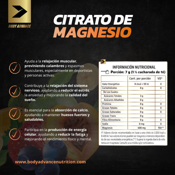 Producto - Citrato de Magnesio 500g - Body Advance - 2