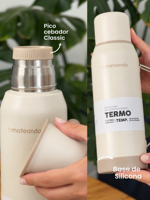 Producto - KIT MATERO MATEANDO - Termo 1 L Mate Beige c/ Bombilla - 2