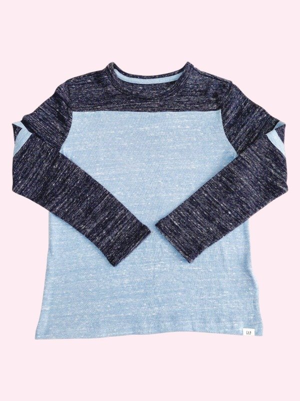 Producto - Remera manga larga de lanilla azul jaspeado GAP 9/10 años