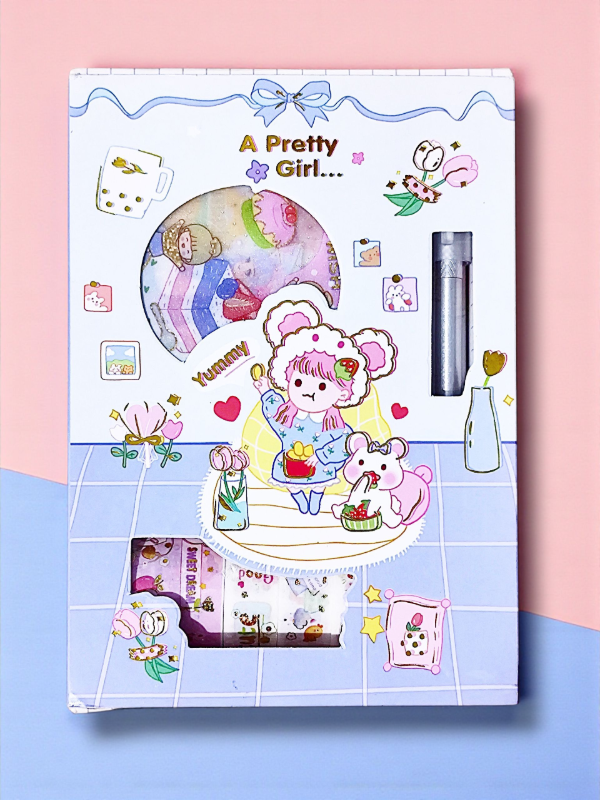 Producto - Caja Kawaii de Washi Tapes + Stickers + Cutter #3