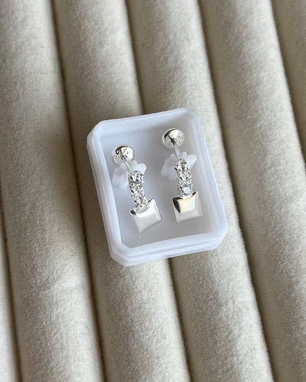 Producto - Aros abridores con cubic y chapita colgante de plata