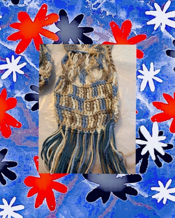 Producto - Bufanda de lana c/ diseño Celeste y Crudo