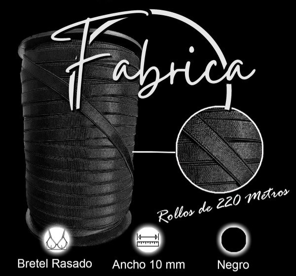 Producto - Bretel Negro 10mm (rollo) PREMIUM