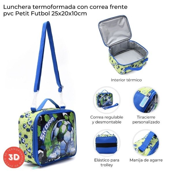 Producto - LUNCHERA TERMOFORMADA CON CORREA PETIT FUTBOL 43086