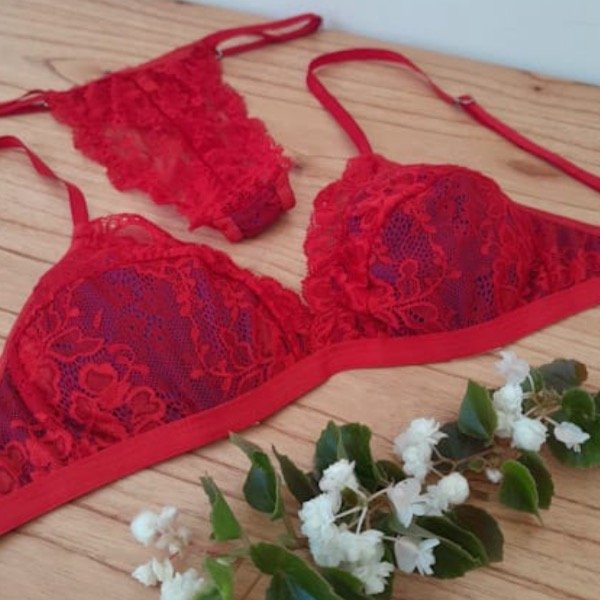 Producto - Conjunto Dalia encaje rojo