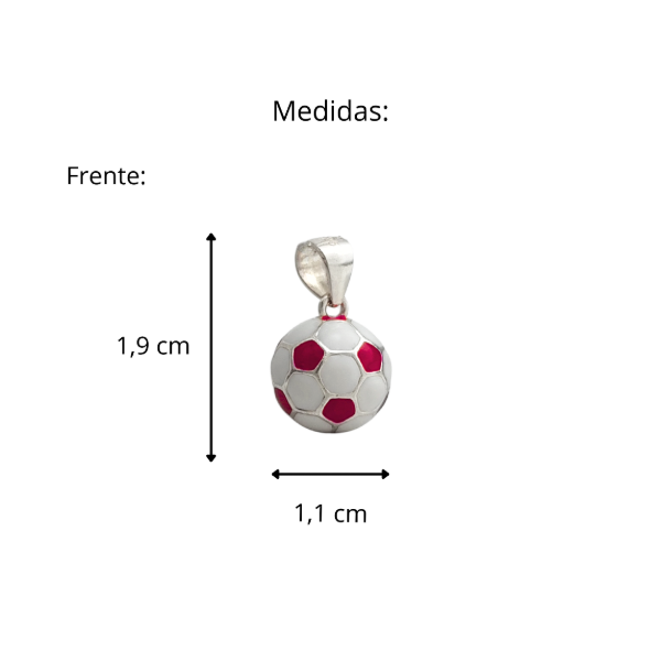 Producto - Dije Pelota de Fútbol Plata 925 Esmaltada Rojo y Blanco - 4