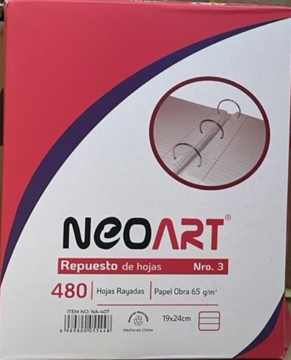 Producto - Repuesto Hojas  Neo Art X 480 unid. Rayado