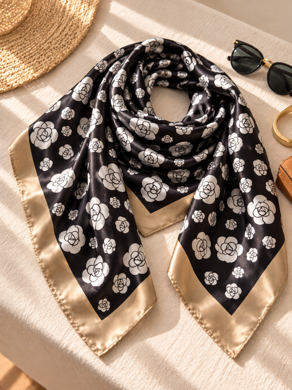 Producto - Maxi Pañuelo negro y flores