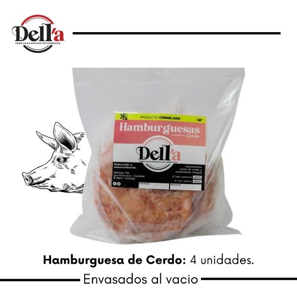 Producto - Hamburguesa de cerdo Dell'a x 4
