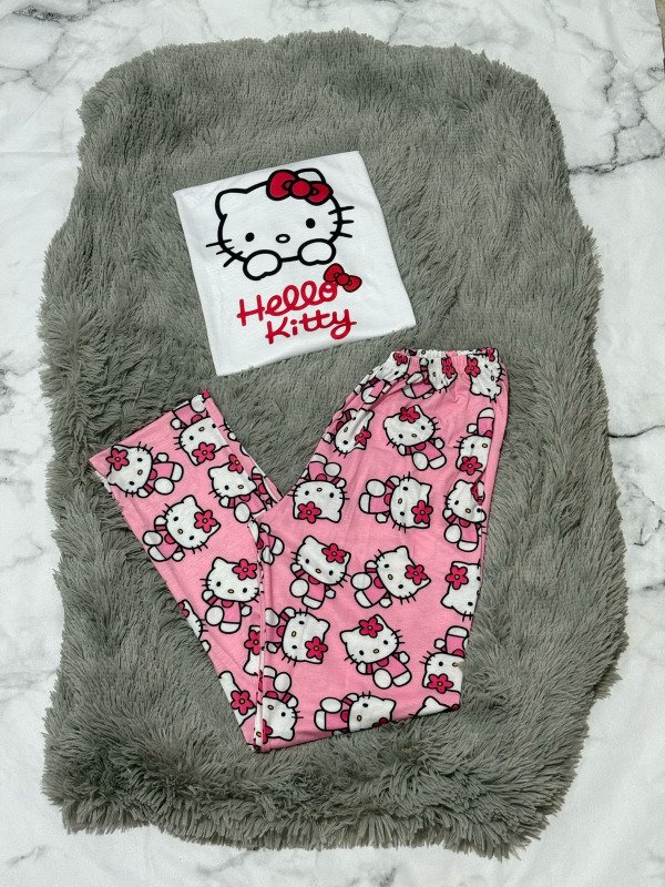 Producto - Pijama animado pantalon largo + remera manga larga - Kitty Rosa