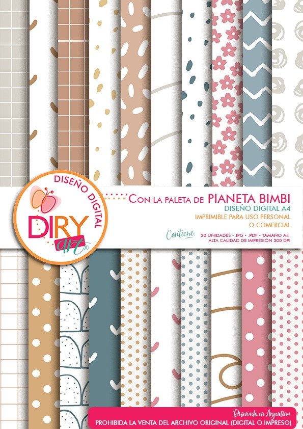 Producto - Con la paleta de Pianeta bimbi - Papeles digitales A4