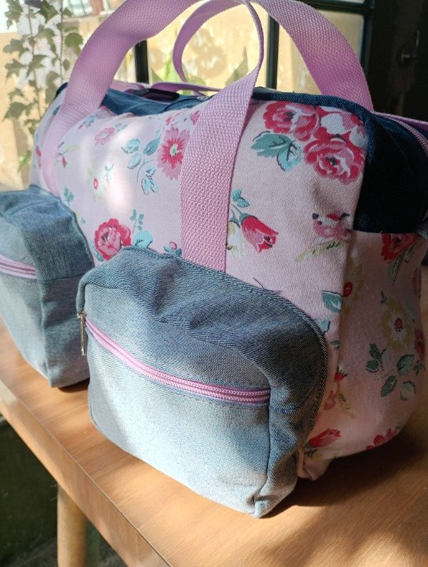 Producto - Bolso tela jean y viyela estampada