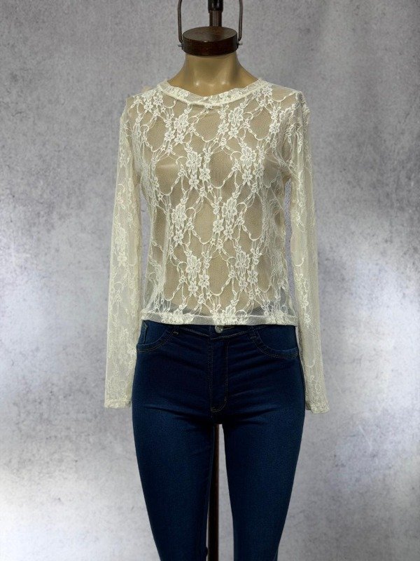 Producto - REMERA CERIN ENCAJE MANTECA - 0