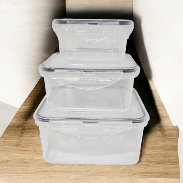 Producto - Set por 3 hermeticos cuadrados con trabas