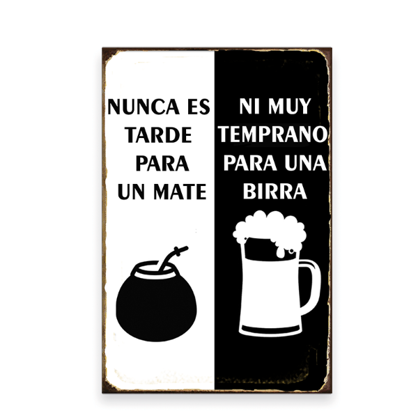 Producto - Chapa retro Nunca es tarde 20x30