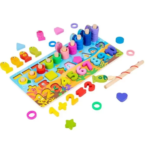 Producto - Tablero multifunción 4 en 1. Ábaco, pesca imantada, números y formas geometricas - 5