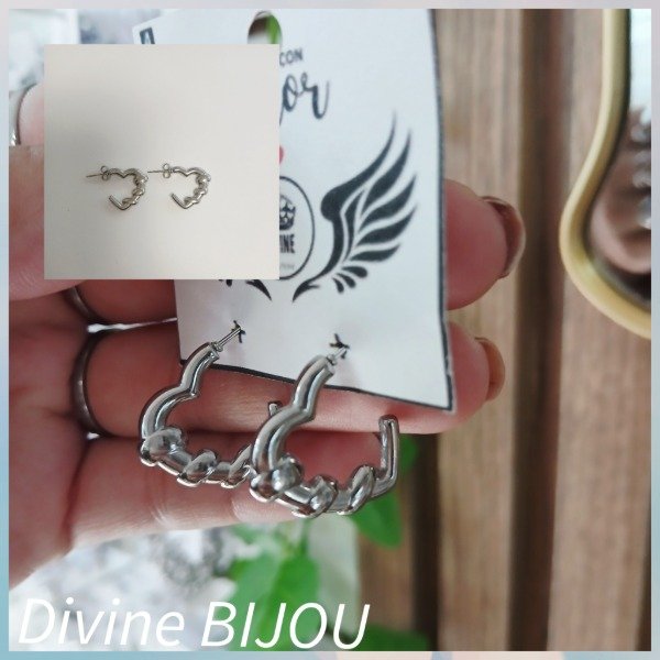 Producto - Aros corazones labrados acero