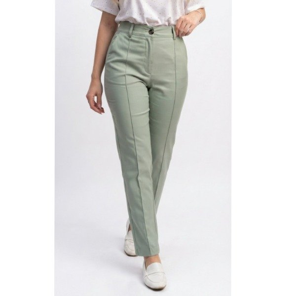 Producto - Pantalon bengalina recto Verde Mint. Tiro Alto. Super elastizado