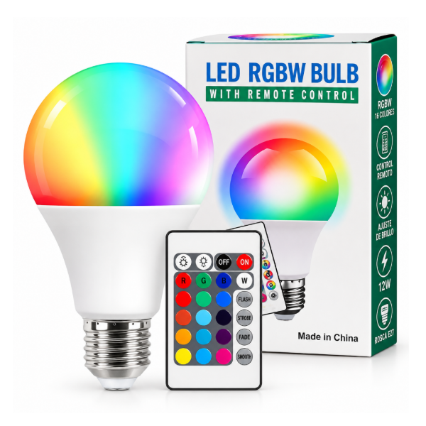 Producto - Lampara Foco RGB con Control - 0