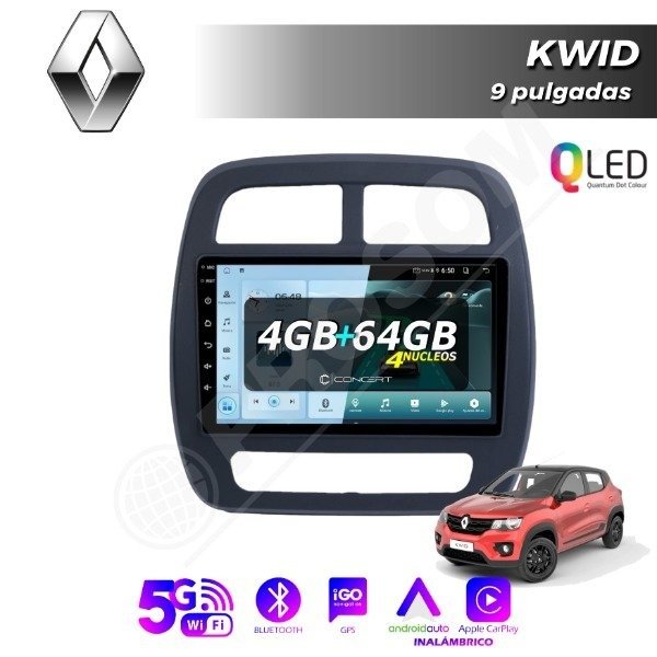Producto - MULTIMEDIA RENAULT KWID - 4G 64M - 9" CON CAR PLAY Y ANDROID AUTO