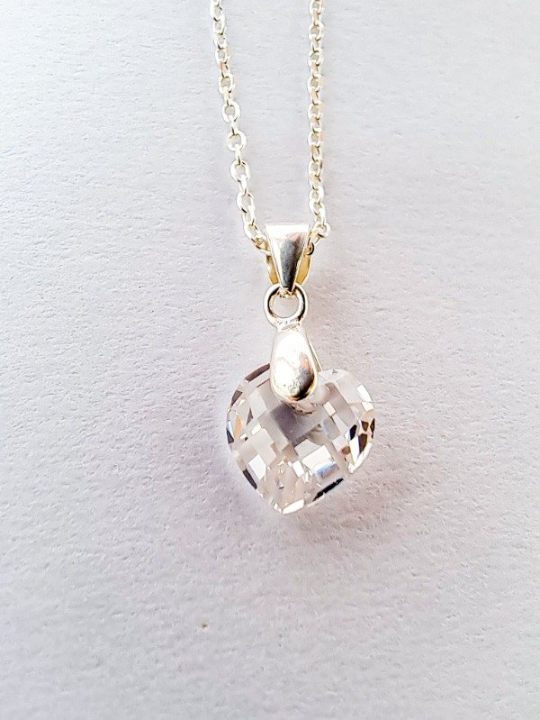 Producto - Dije Corazón Cristal Blanco 1CM