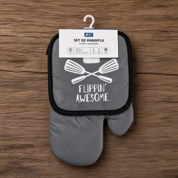 Producto - SET DE MANOPLA Y POSAFUENTE ESTAMPADO CITY BLANCO - 5