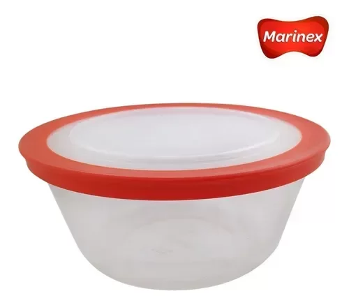 Producto - FACILITA RECIPIENTE RED. PROFUNDO 0,6 LTS. - C/TAPA PLASTICA BORDE ROJO MARINEX