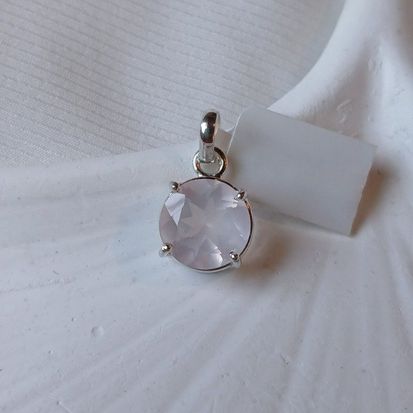 Producto - Dije Plata 925 cuarzo rosa redondo