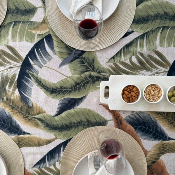 Producto - Mantel de Tela Antimanchas Hojas Amazonas