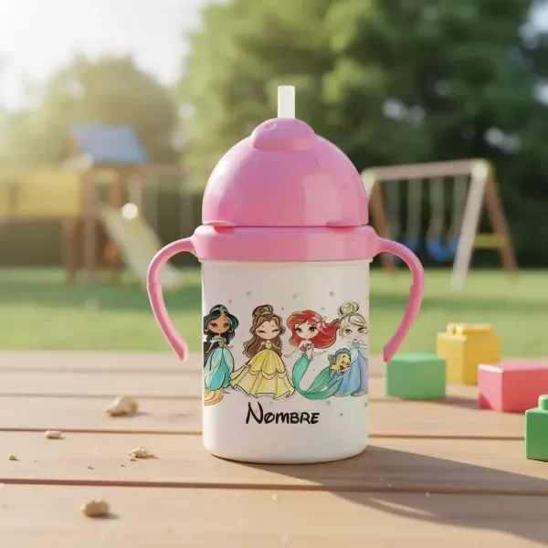 Producto - Botella Jarro Antivuelco Infantil Cantimplora Princesas Personalizado