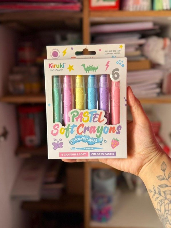 Producto - Crayones Soft Acuarelables Retráctiles x 6 Pastel Kiruki