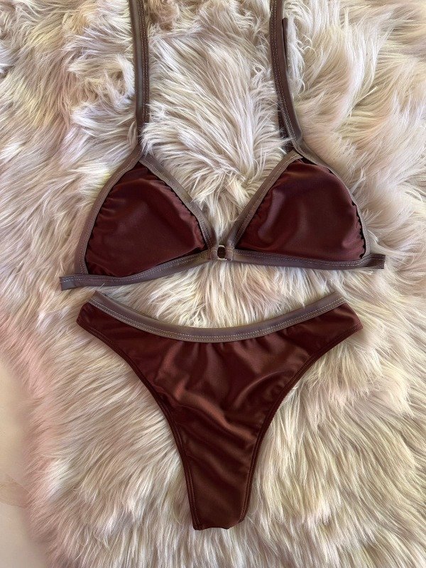 Producto - BK 1100 BIKINI CON DETALLE DE ARGOLLA Y CULOTTE LESS CHOCOLATE