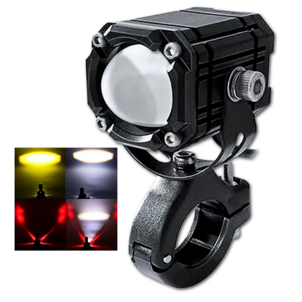 Producto - FARO AUXILIAR LUPA LED MINI PROYECTOR MOTO 4 MODOS STROBO 10129 - 0
