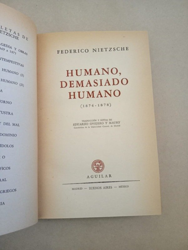 Producto - Obras completas III - Federico Nietzsche - Aguilar 1953 - Tapa dura - 2