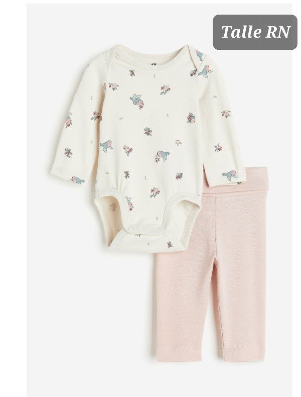 Duo HyM pantalon y body algodon talle Rn pajaritos